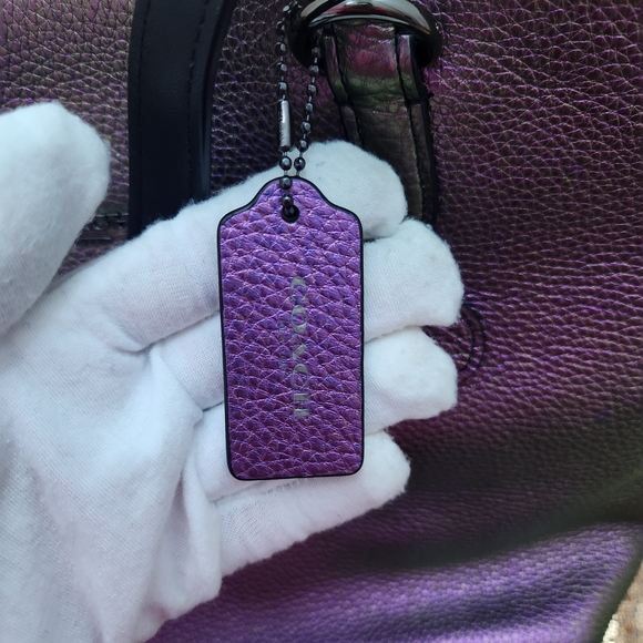 Coach Purple Hologram Pebbled Leather Taylor Tote Bag - Picture 5 of 12
